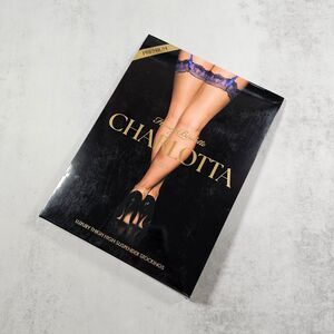 Honey Birdette Charlotta Navy Floral Embroidered Stockings Hosiery Size M